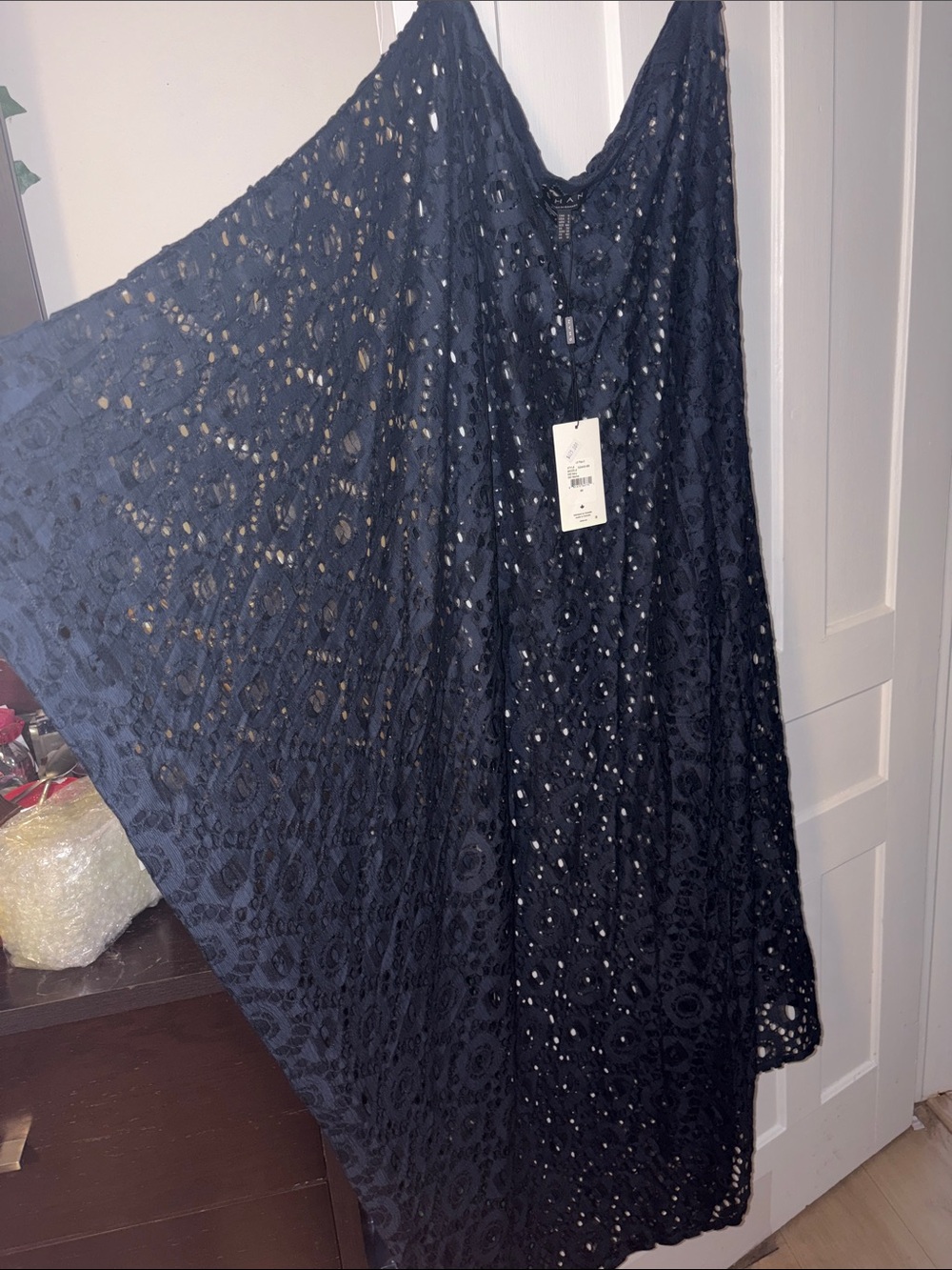 SHAN Lili One-Shoulder Lace Cover Up